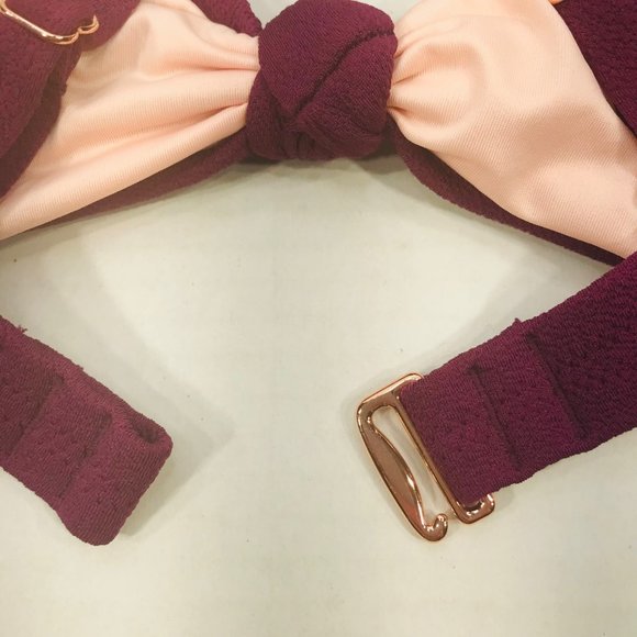 Shade And Shore Women's Sz Large 12-14 Knot Front Crepe Material Bikini Swim Top - Picture 3 of 15